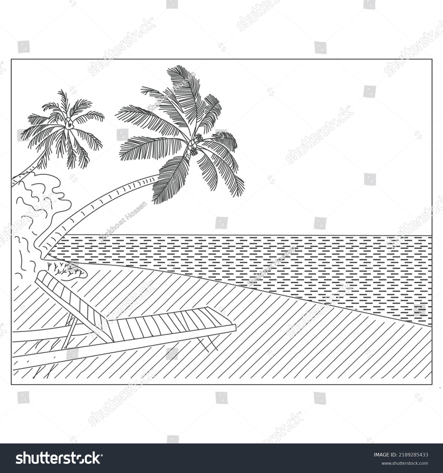 Summer beach coloring pages symbols stock vector royalty free