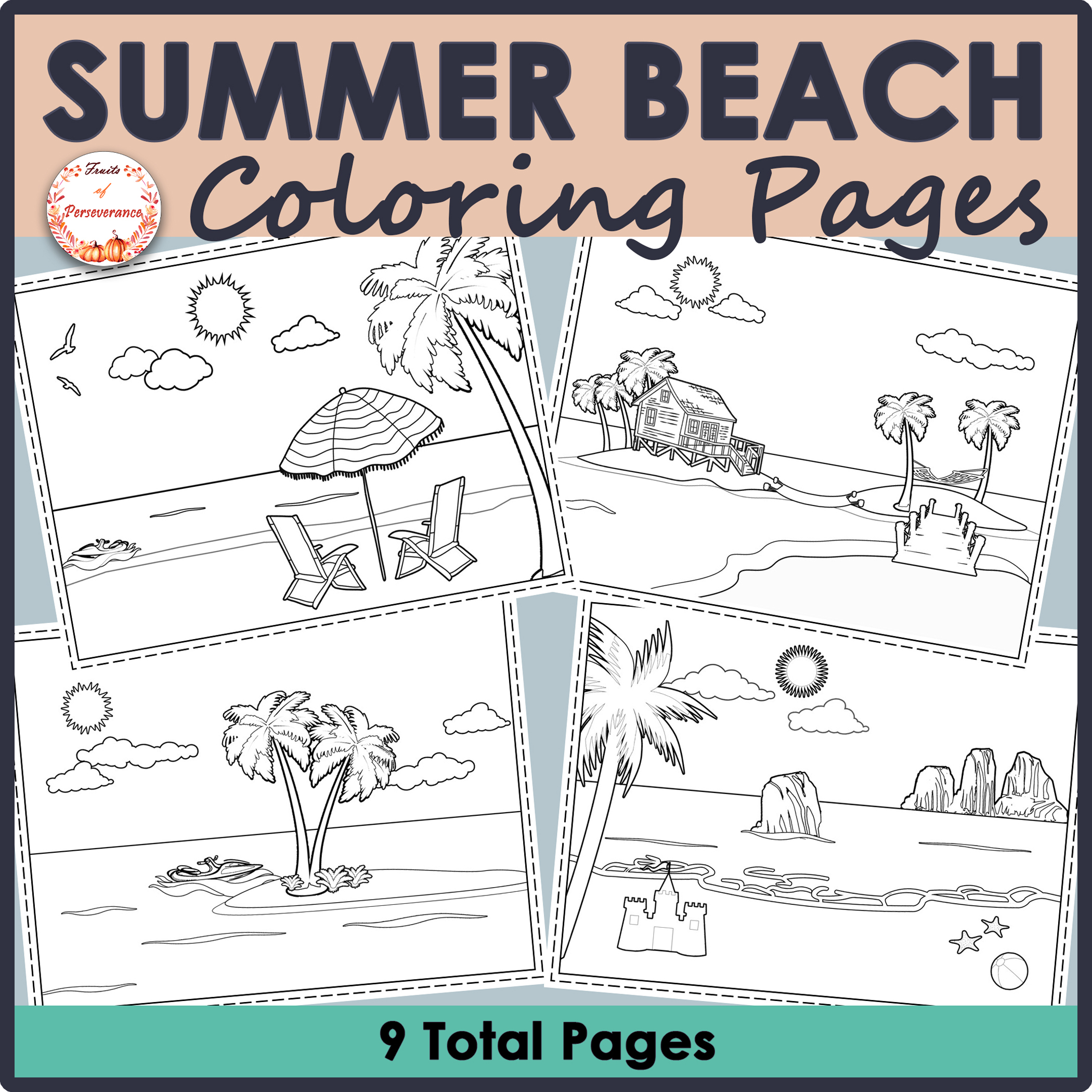 Summer beach coloring pages made by teachers