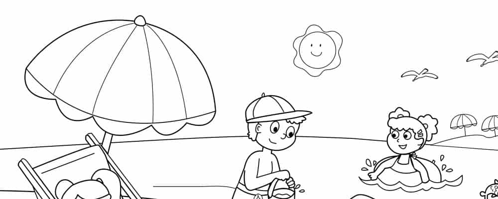 Summer beach coloring pages