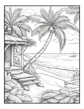 Summer beach coloring pages for adults volume by art coloring book