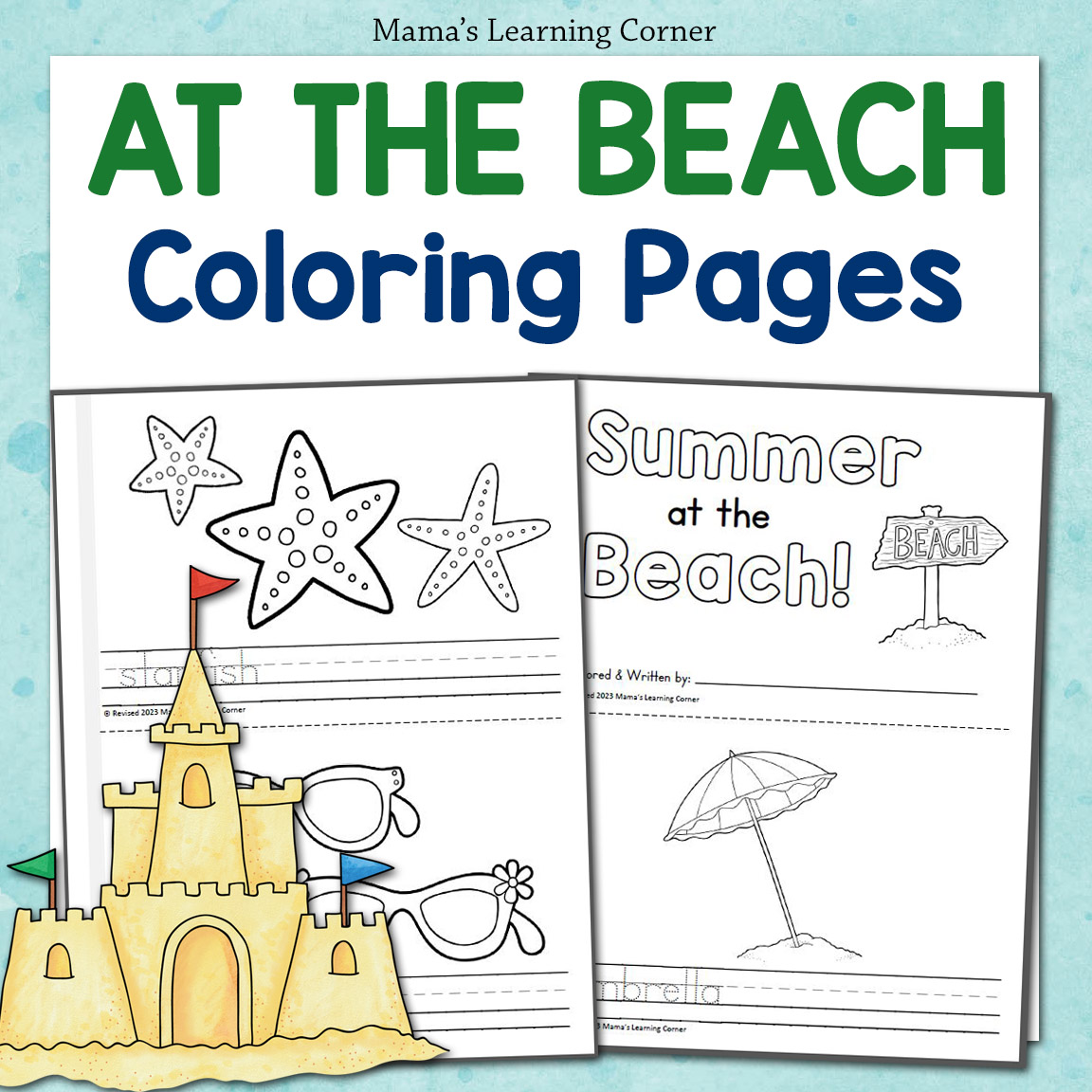 Summer coloring pages at the beach