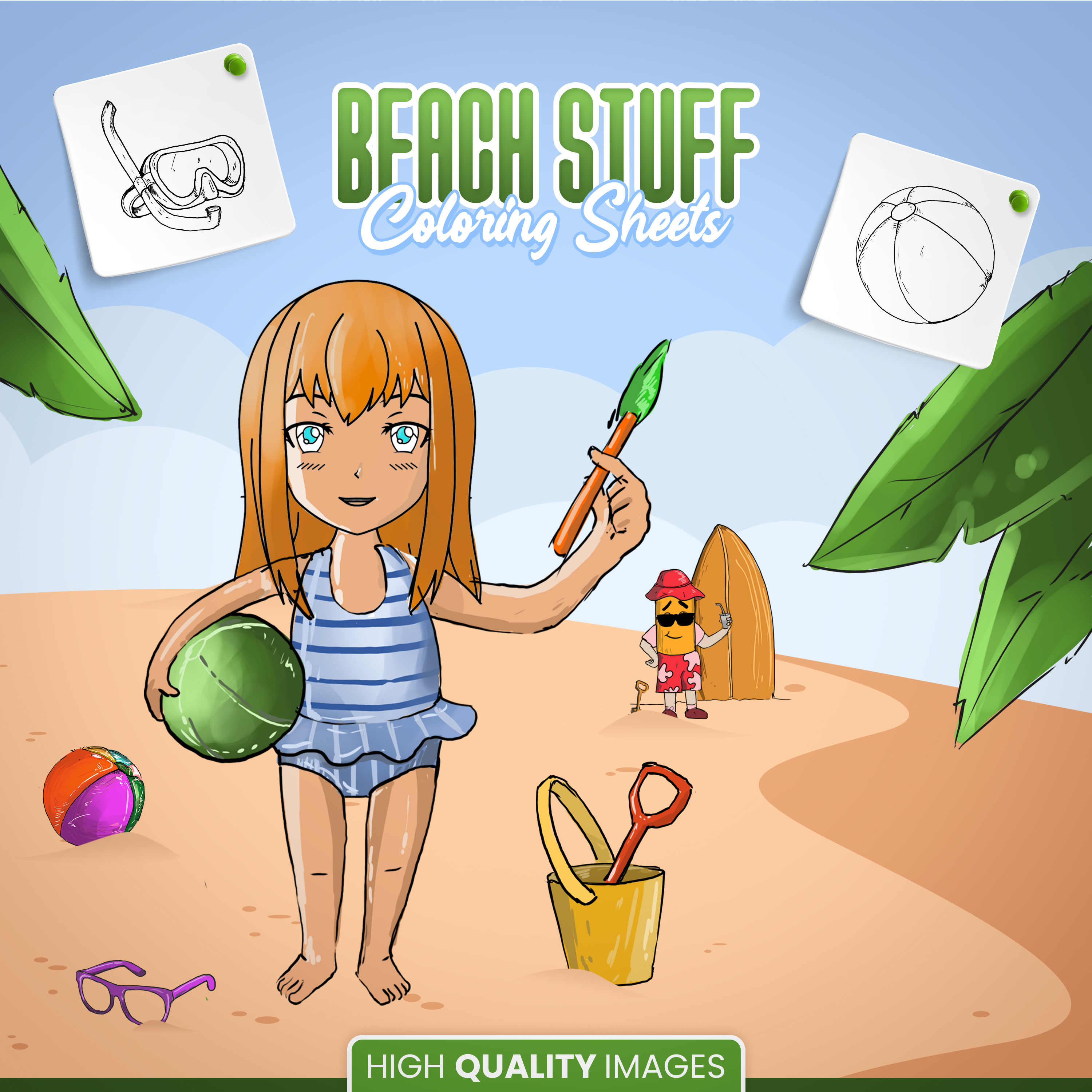 Free beach coloring sheets perfect for summer days