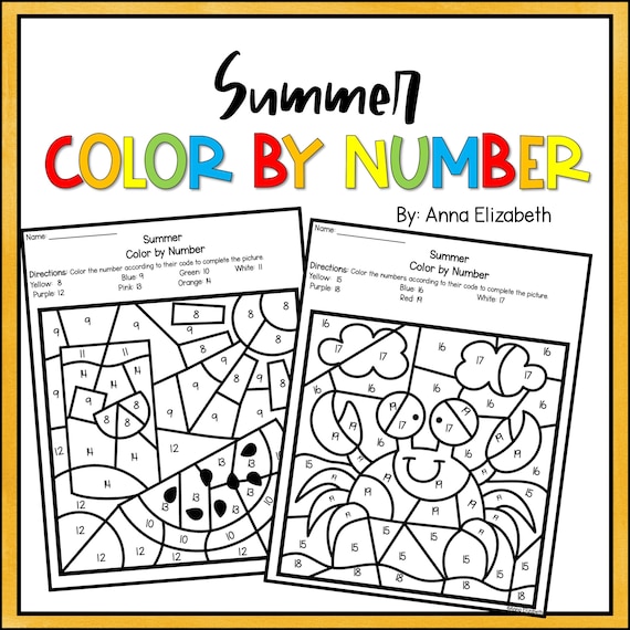 Color by number summer color by number coloring color by number for kids color by number printable printable summer coloring summer kid