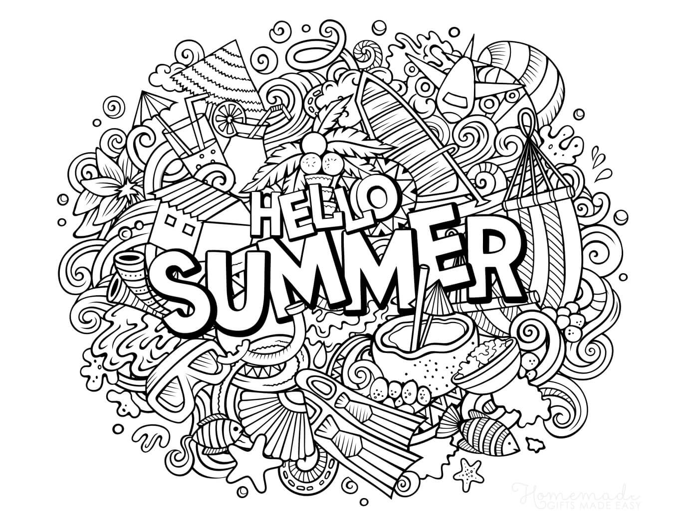 Printable summer coloring pages for adults kids