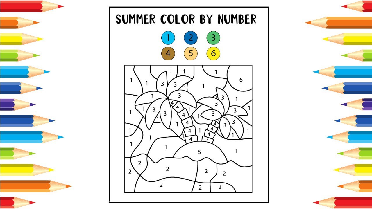 Island color by number summer coloring pages summer activities for kids