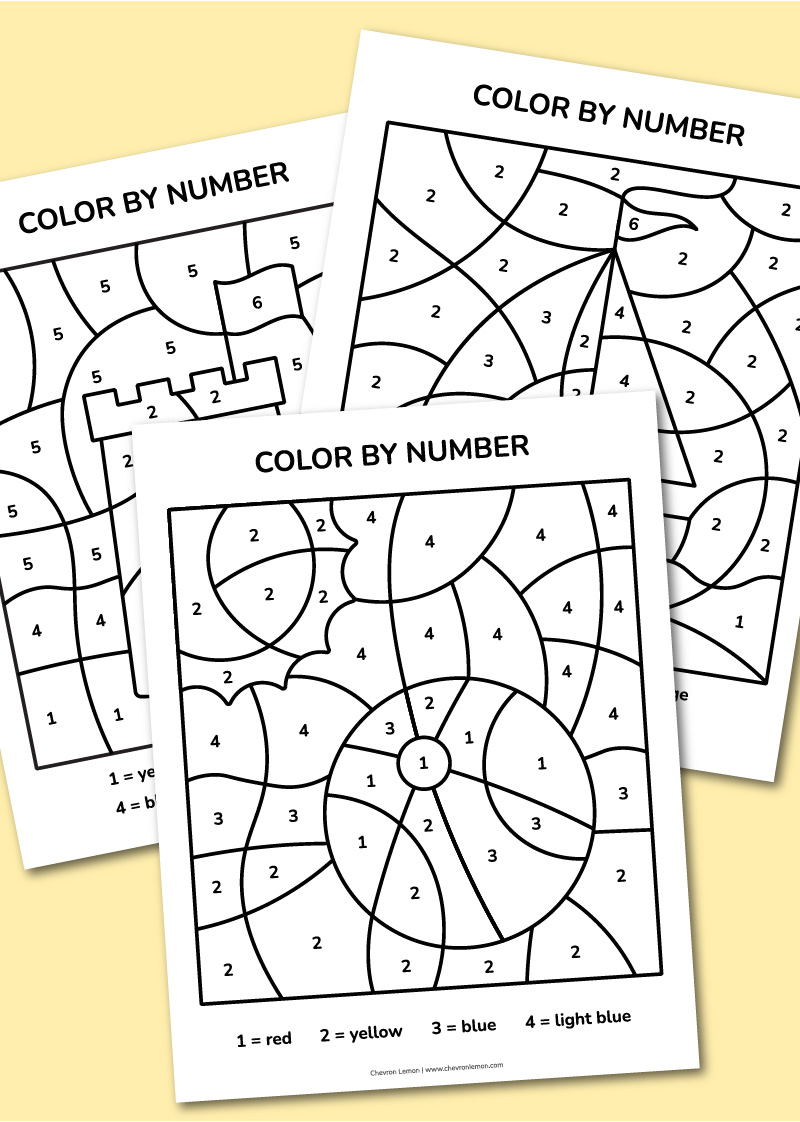 Printable beach color by number