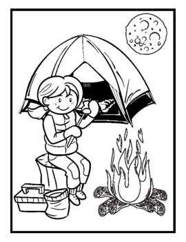 Summer camp coloring pages by qetsy tpt