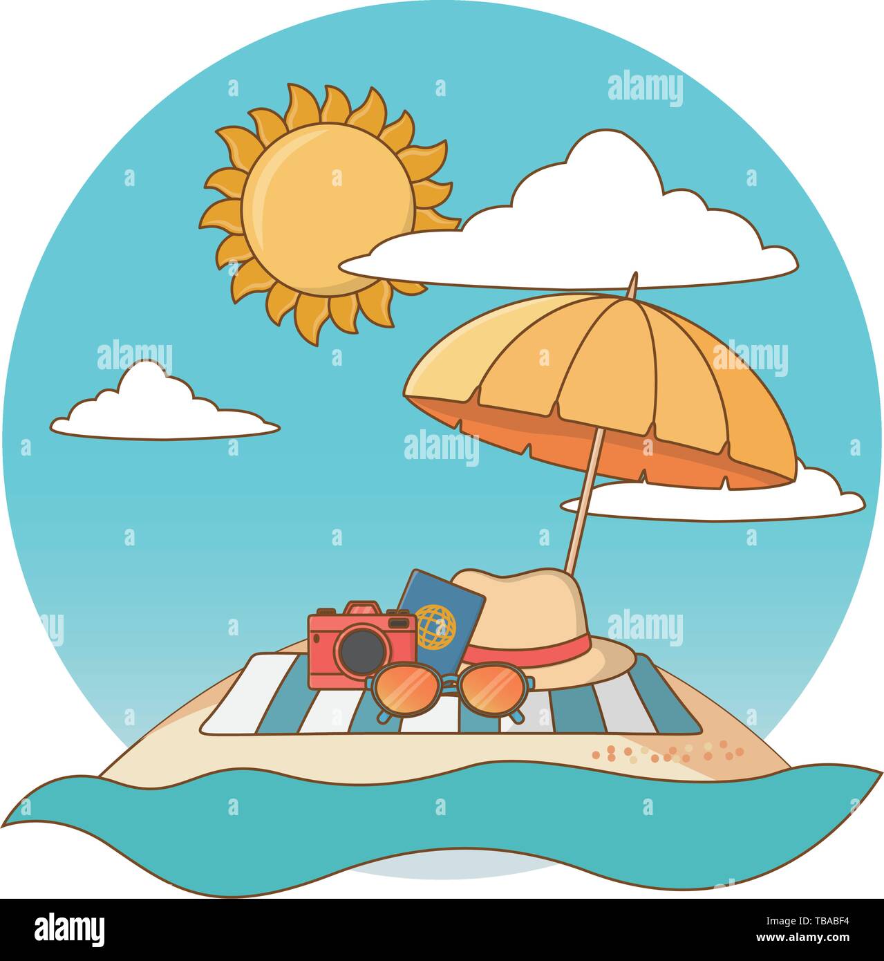 Cloudy Weather Happy Sun Cloud Summer Cartoon Stock Illustration