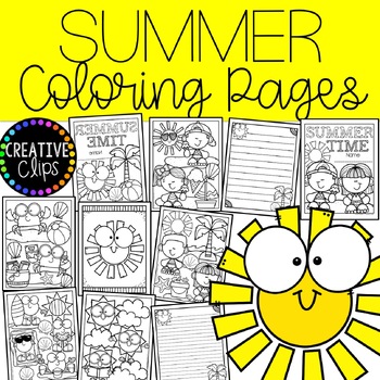 Summer craft and coloring bundle summer coloring pages tpt