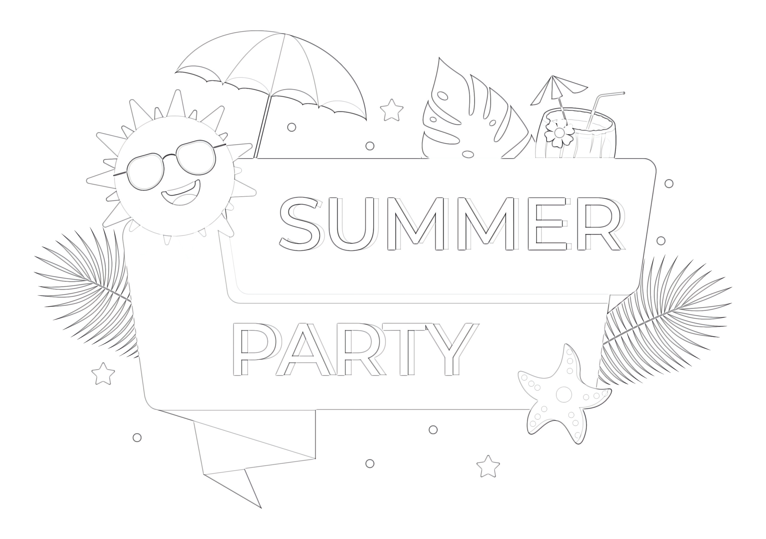 Summer party coloring page