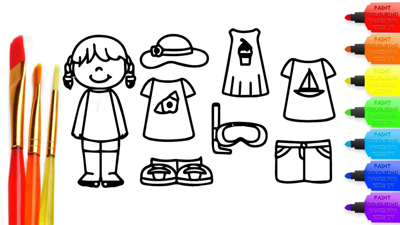 How to draw summer clothing coloring page for kids i learn coloring book with summer clothing