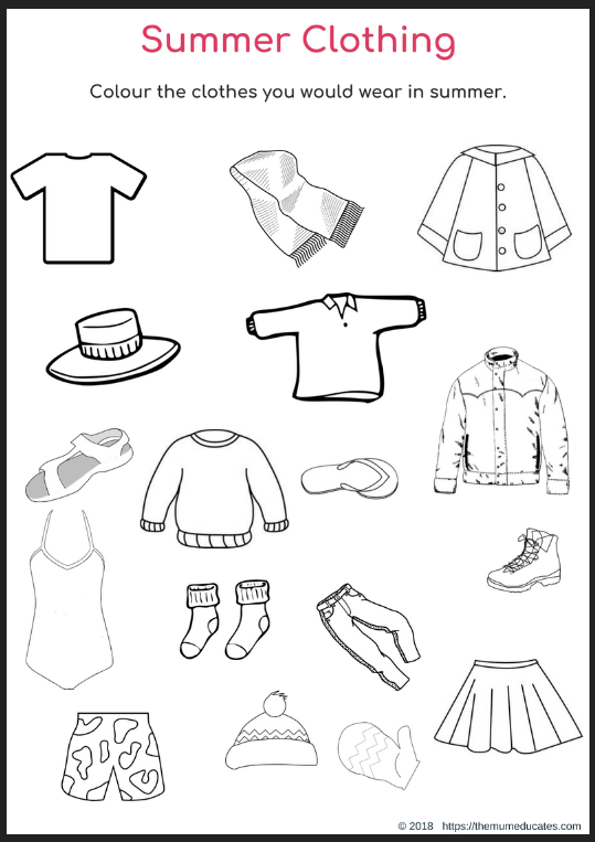 Summer clothing find the correct clothing