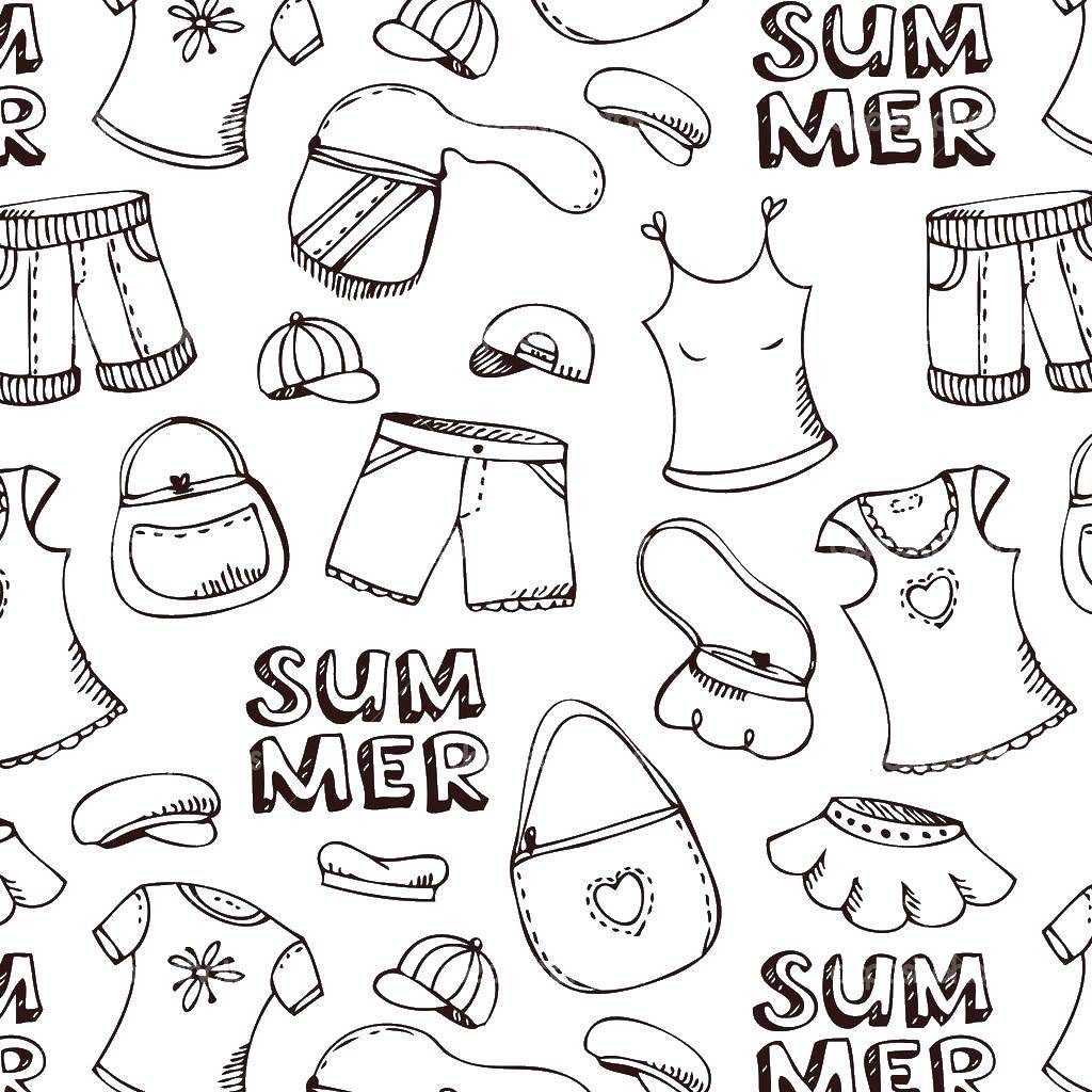 Online coloring pages coloring page summer clothing clothing download print coloring page