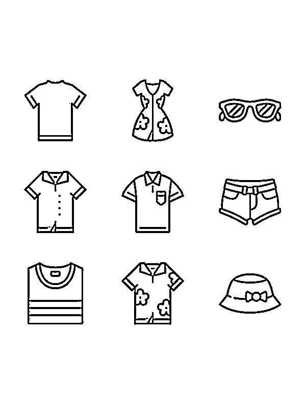 Summer clothing coloring page