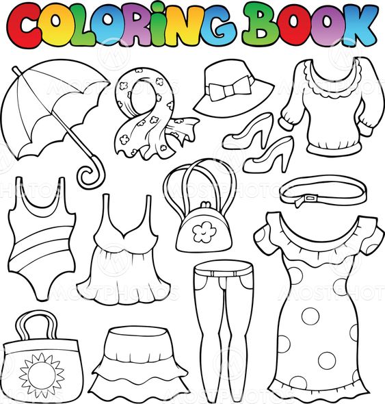 Coloring book clothes theme by klara viskova