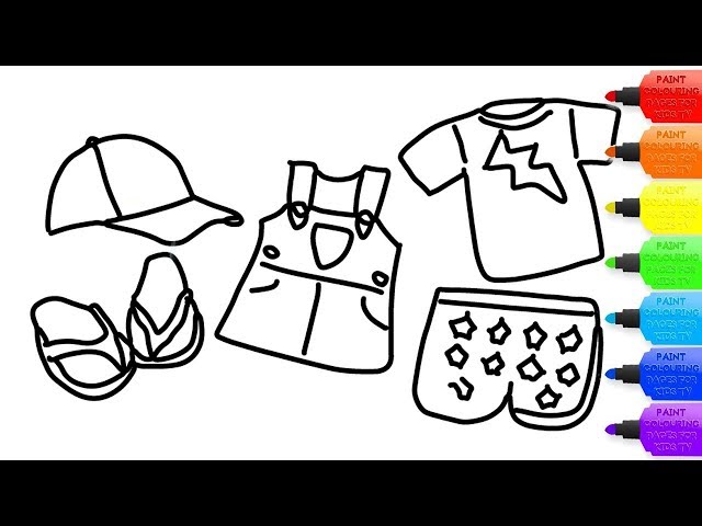 How to draw summer clothes coloring page for kids i learn coloring book with summer clothes