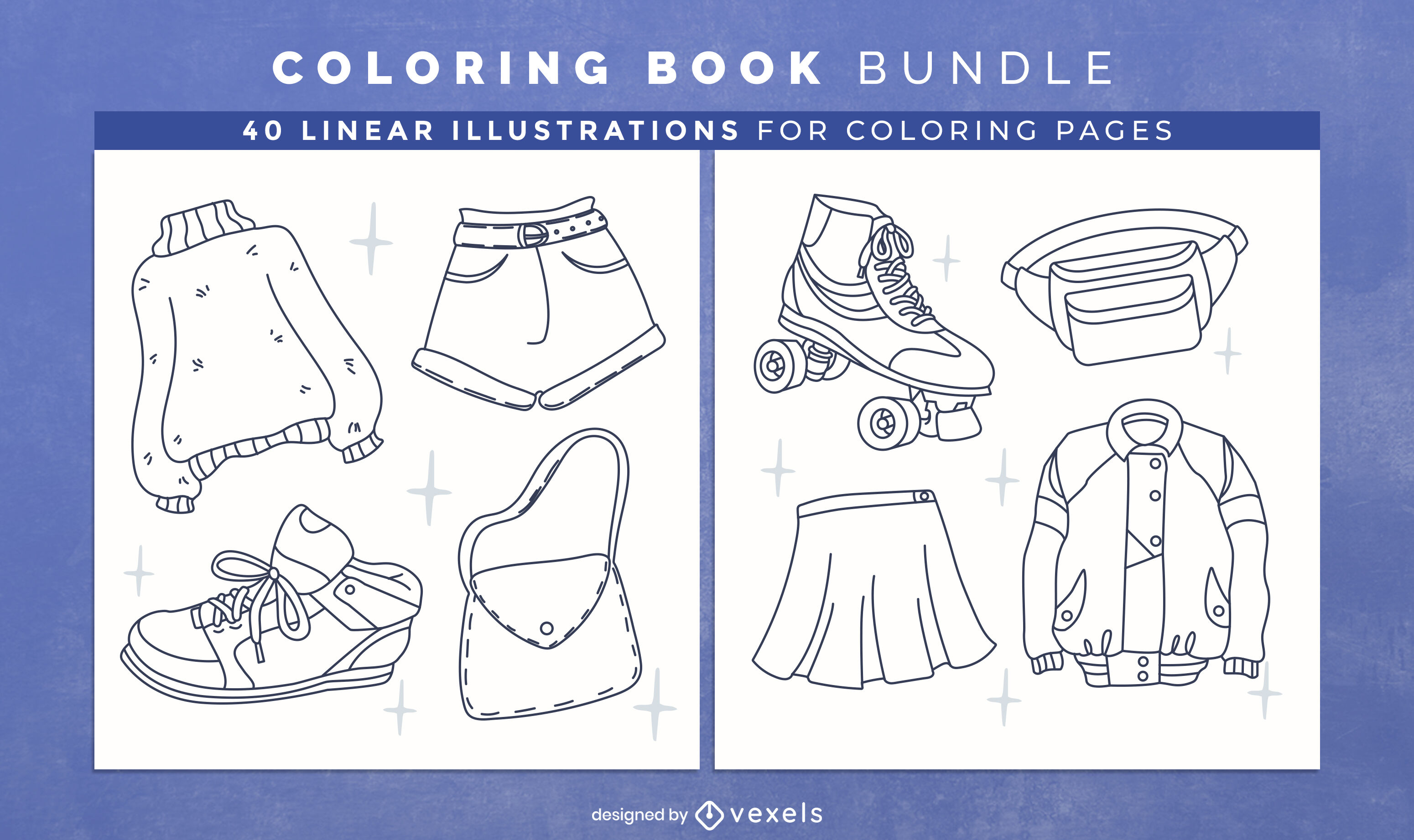 Fashion clothes coloring book design pages vector download