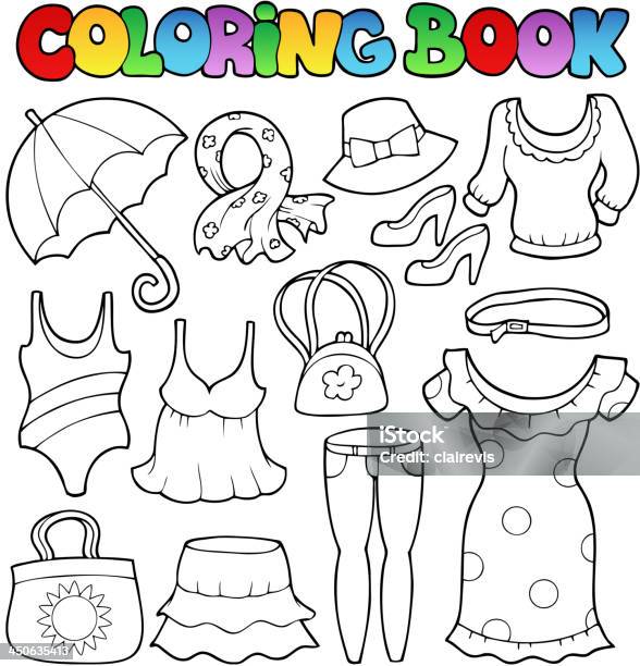 Coloring book clothes theme stock illustration