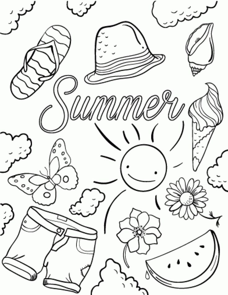 Colorable pics of summer fun