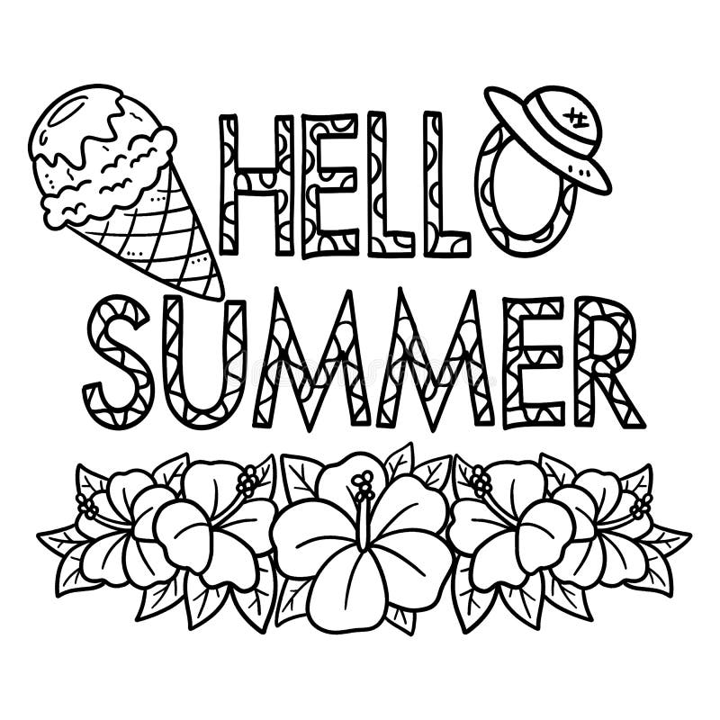 Hello summer coloring page stock illustrations â hello summer coloring page stock illustrations vectors clipart