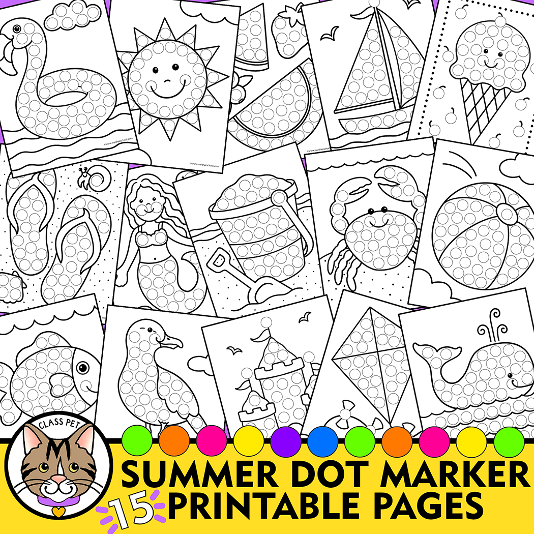 Summer dot marker coloring pages summer do a dot printable summer fine motor activity made by teachers