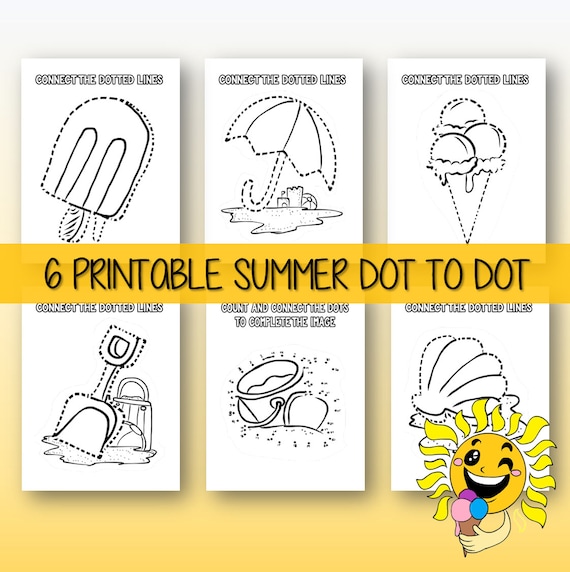 Best value summer dot to dot activity for kids instant download coloring pages with connect the dots for toddlers kids summer gift