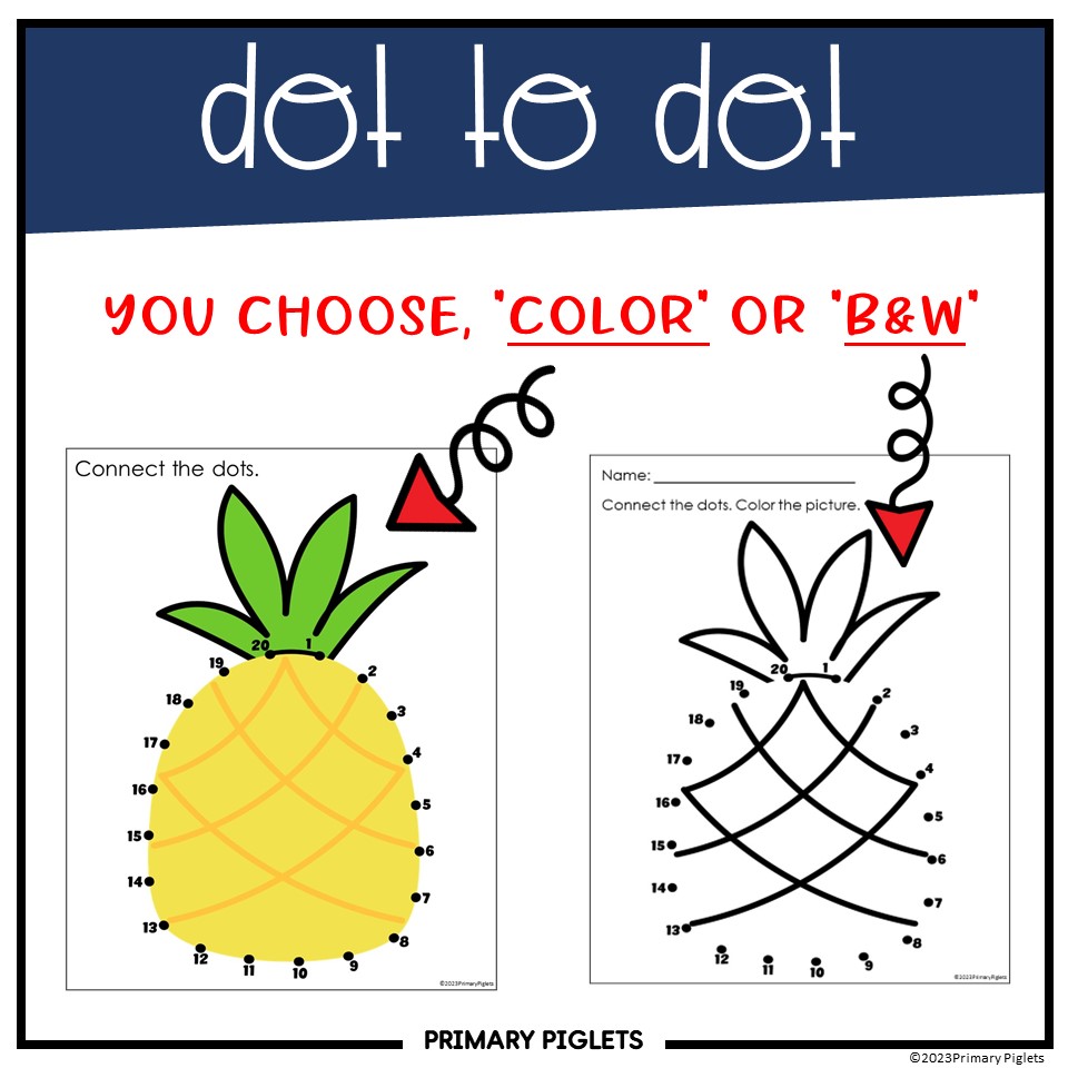 Summer dot to dot coloring pages connect the dots teaching resources