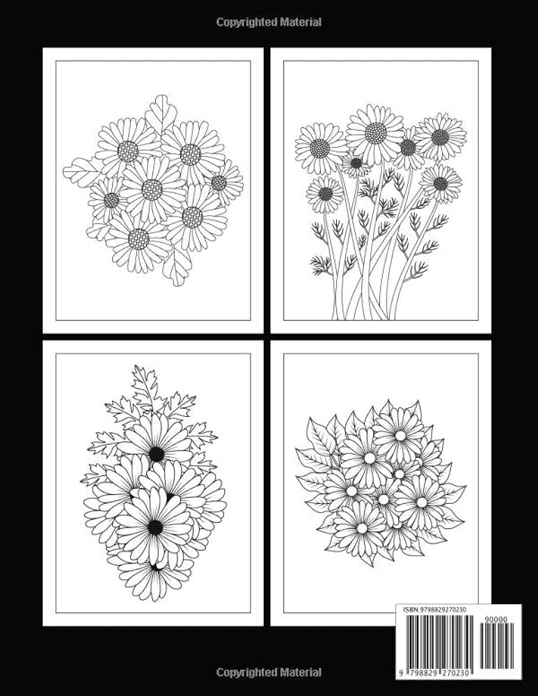 Daisy flowers coloring book for adults amazing daisy flower coloring book for adult easy coloring page stress relieving and relaxation house salma books books