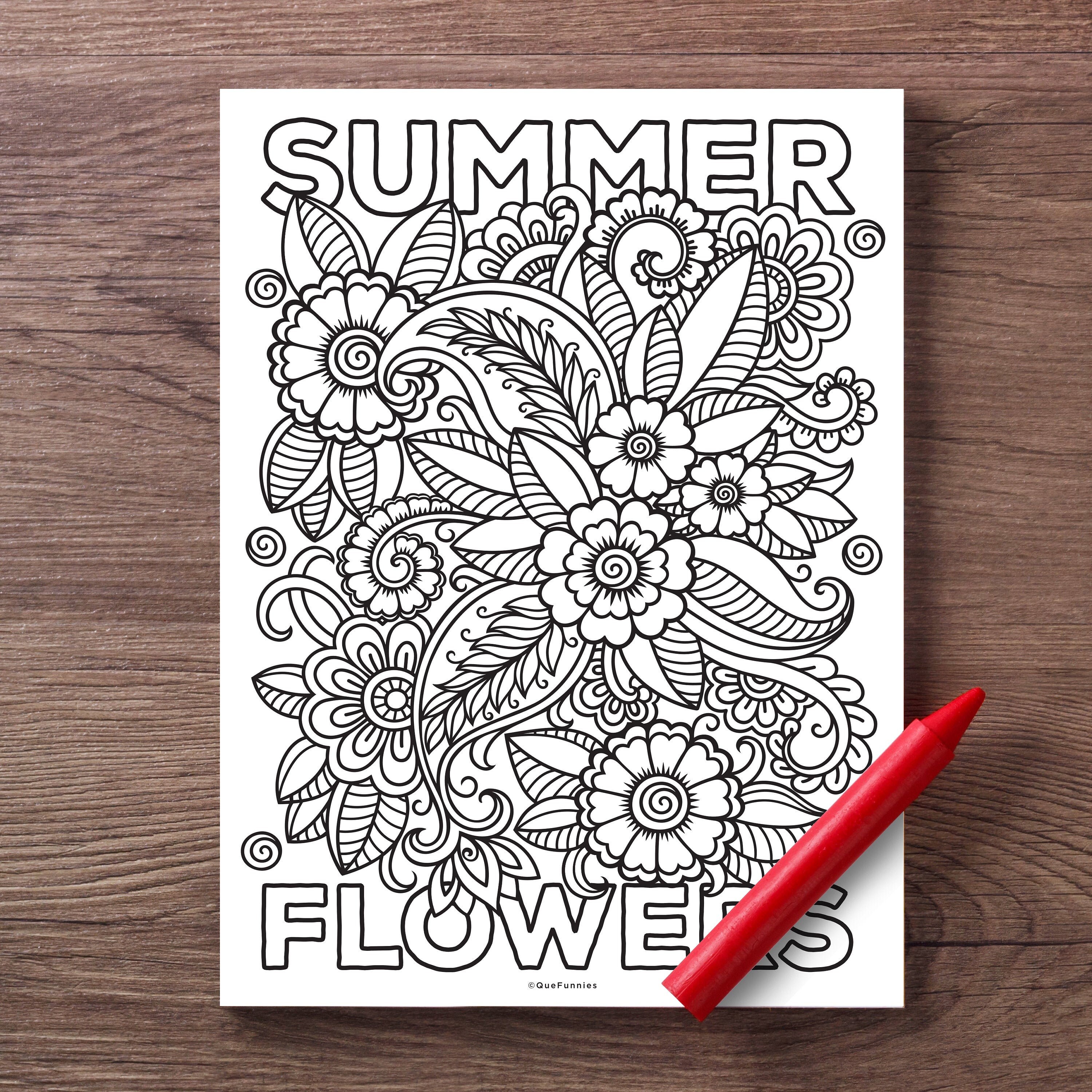 Summer flowers coloring page insta digital download kids coloring sheets printable coloring for kids