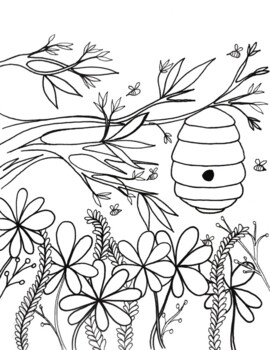 Spring and summer bees and flowers coloring sheet by davincis workshop