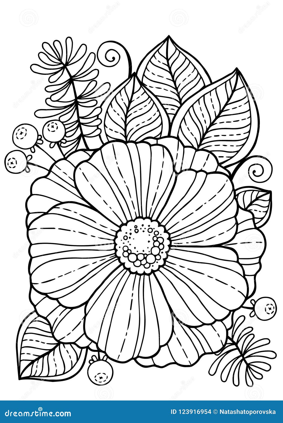 Coloring book for adults summer flowers vector isolated elements stock vector