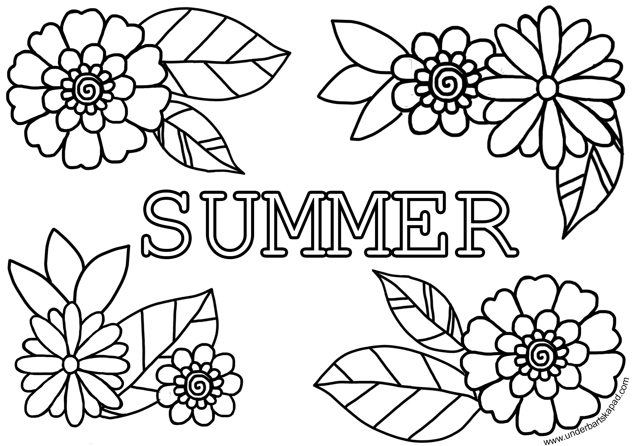 Free printable summer coloring pages with flowers