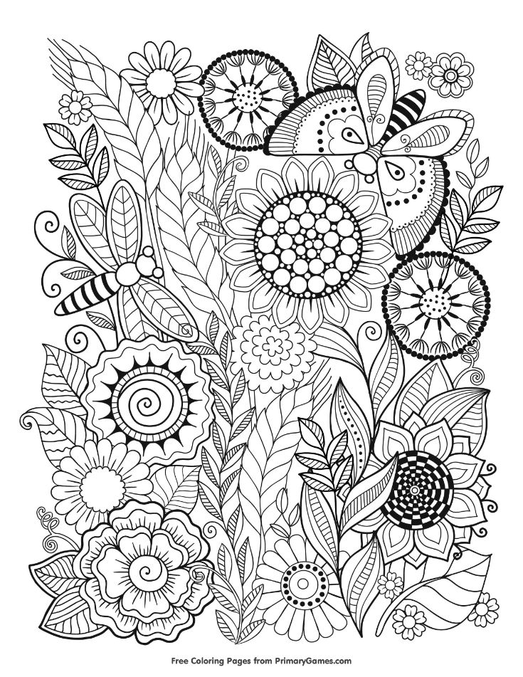 Summer flowers coloring page â free printable ebook summer coloring pages mandala coloring pages coloring pages