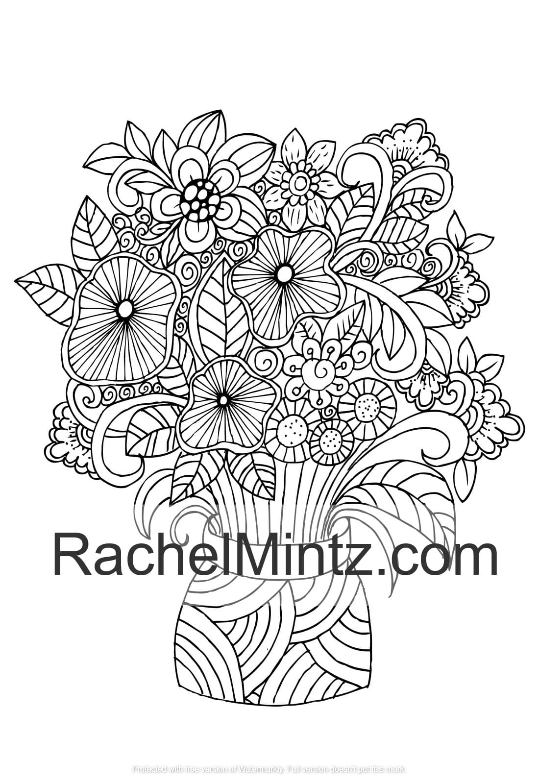 My flowers bouquet coloring book