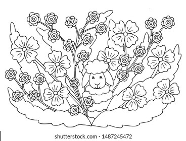 Abstract coloring page summer flowers little stock vector royalty free