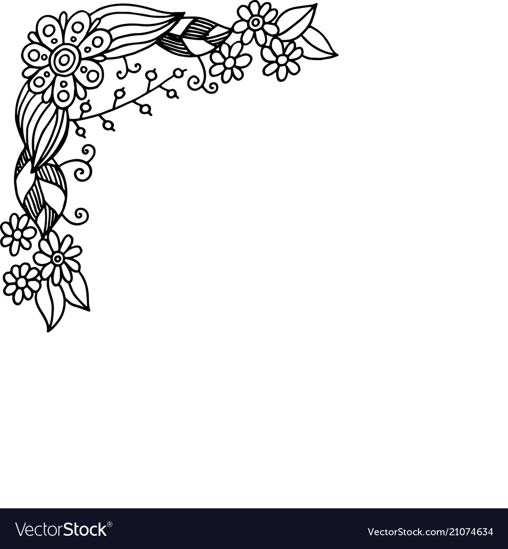 Doodle frame with summer flowers coloring page vector image
