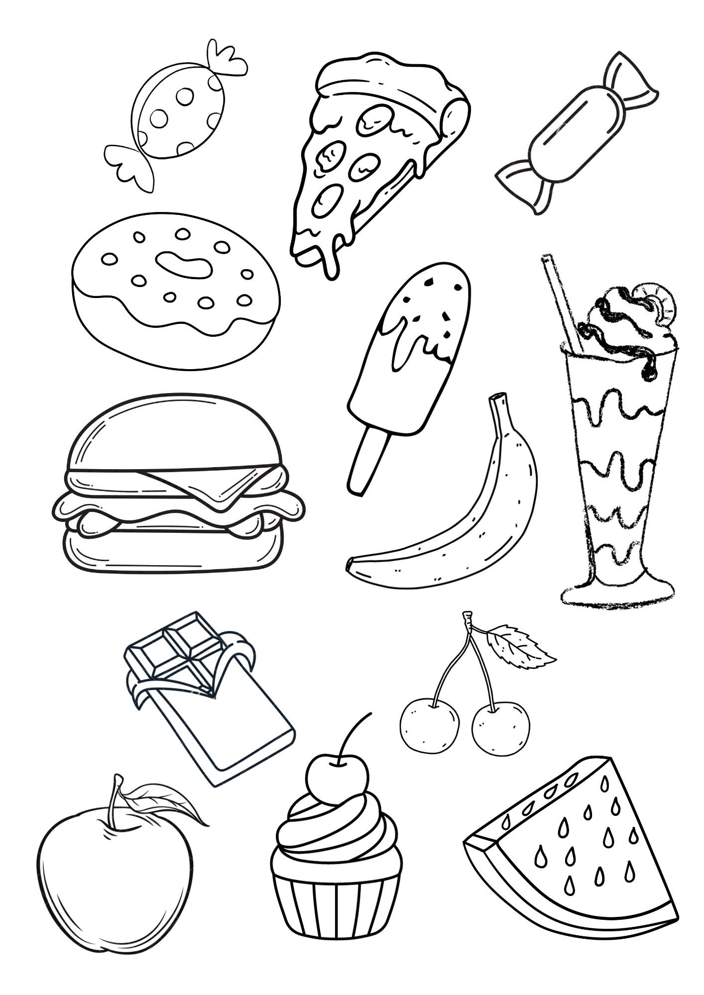 Delicious food coloring page kids food coloring page fun activity instant download