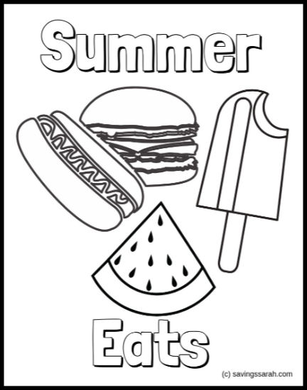 Summer coloring pages summer eats small