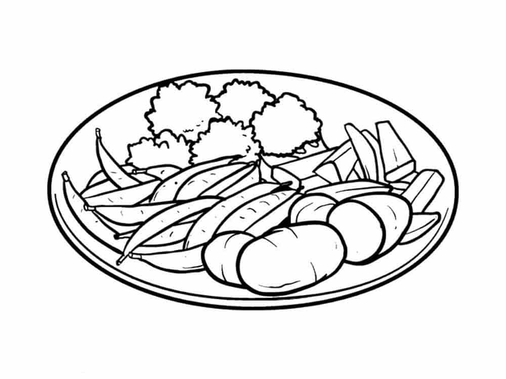 Lunch with vegetables coloring page