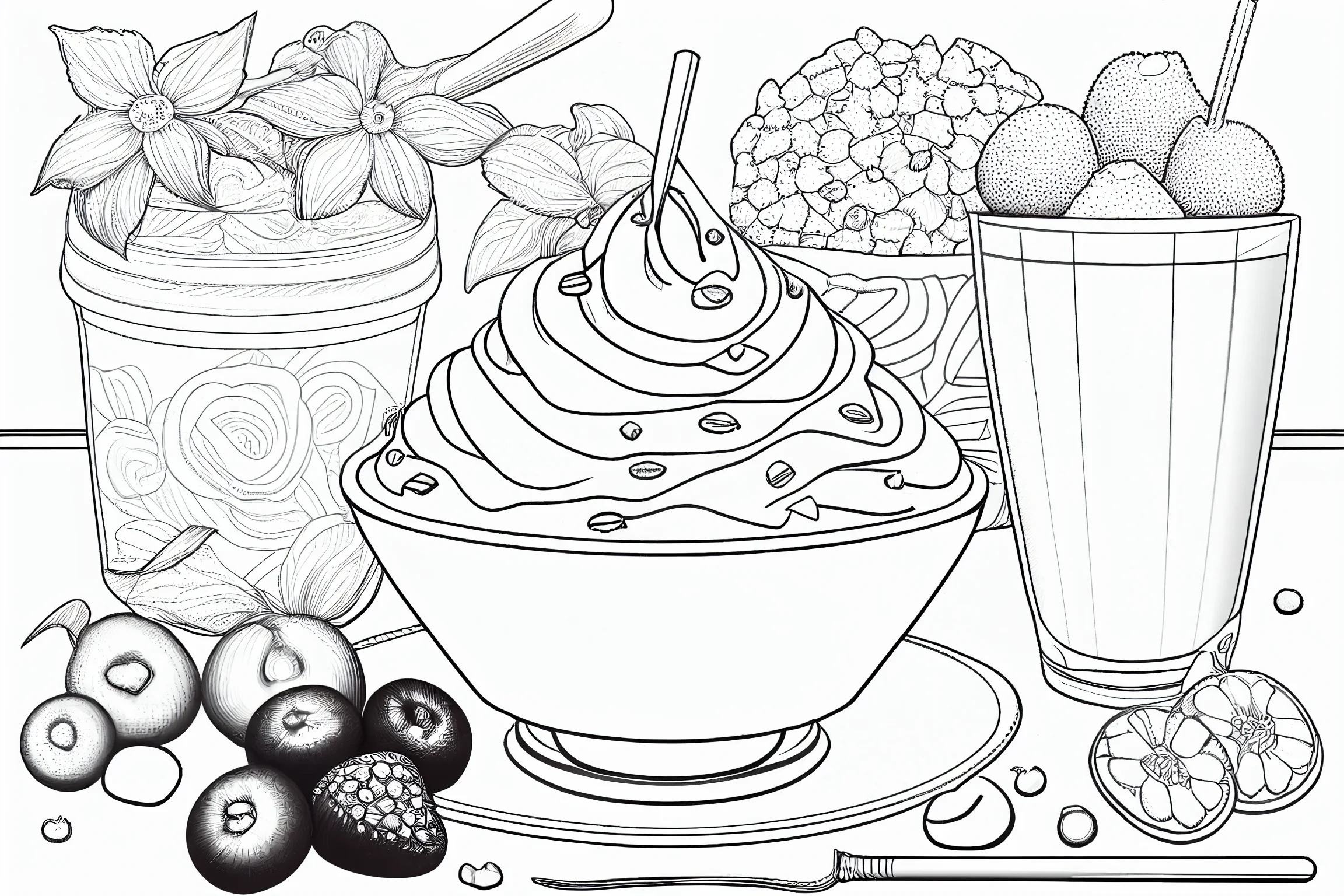 Colorful delights delicious food coloring pages to print