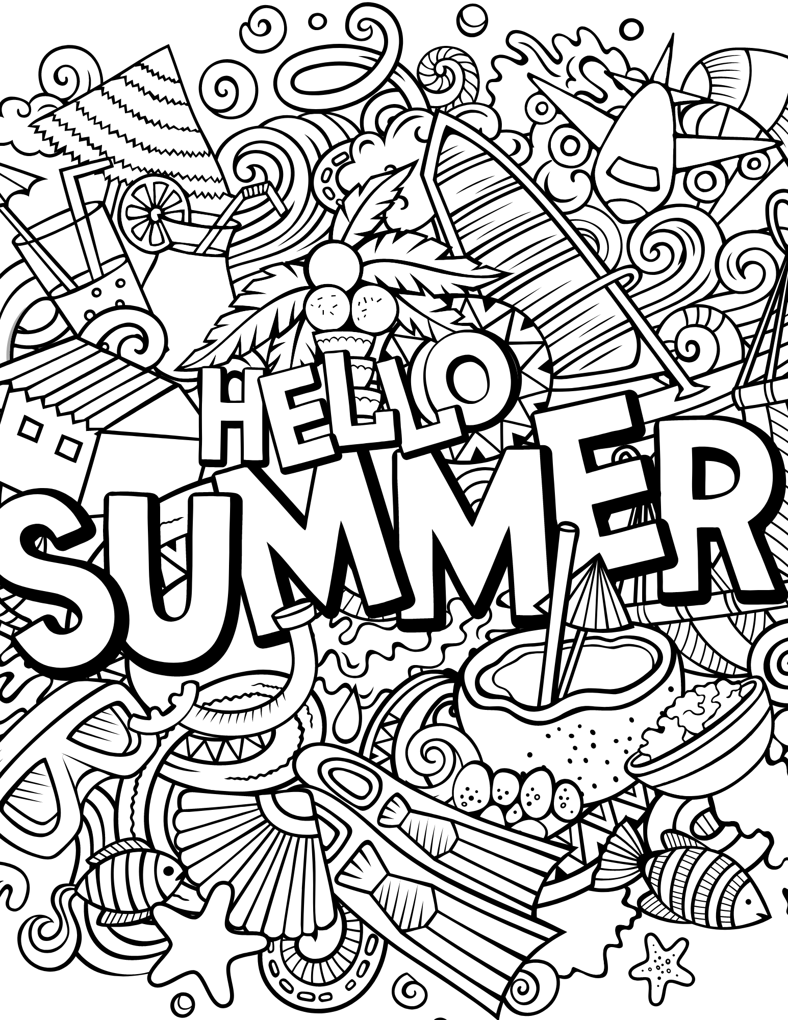 Celebrate warm weather with these summer coloring pages for kids and adults