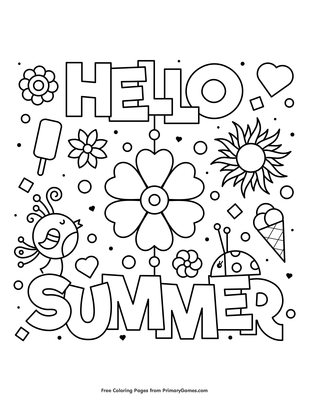 Hello summer coloring page â free printable pdf from