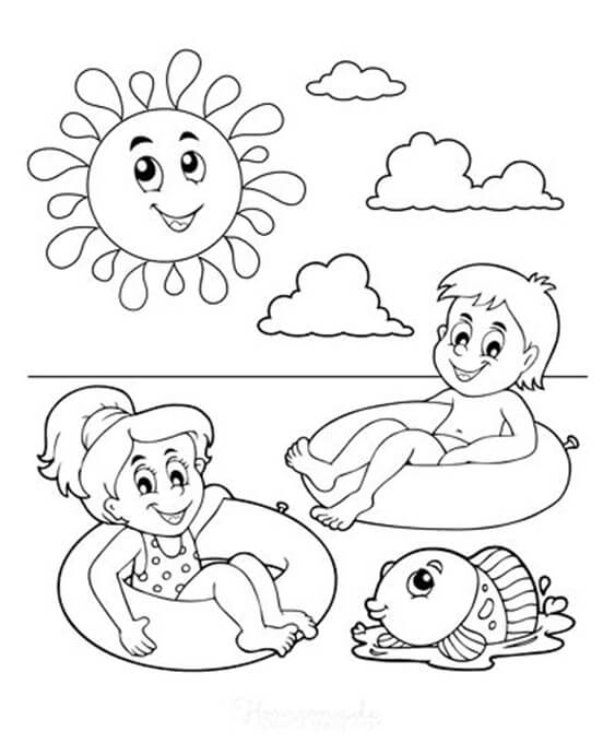 Free easy to print summer coloring pages