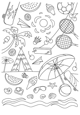 Summer activities coloring page free printable coloring pages