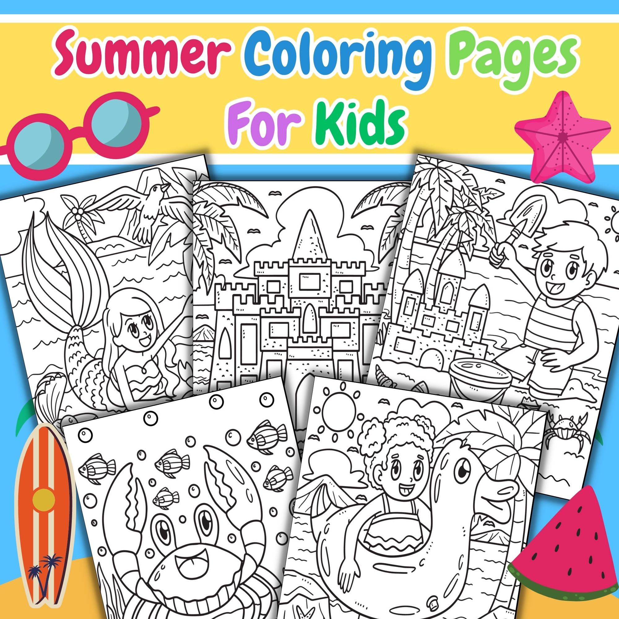 Free summer coloring pages for kids made by teachers