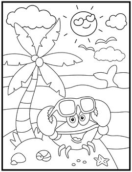 Cute animals in summer coloring pages summer time coloring sheets for kids