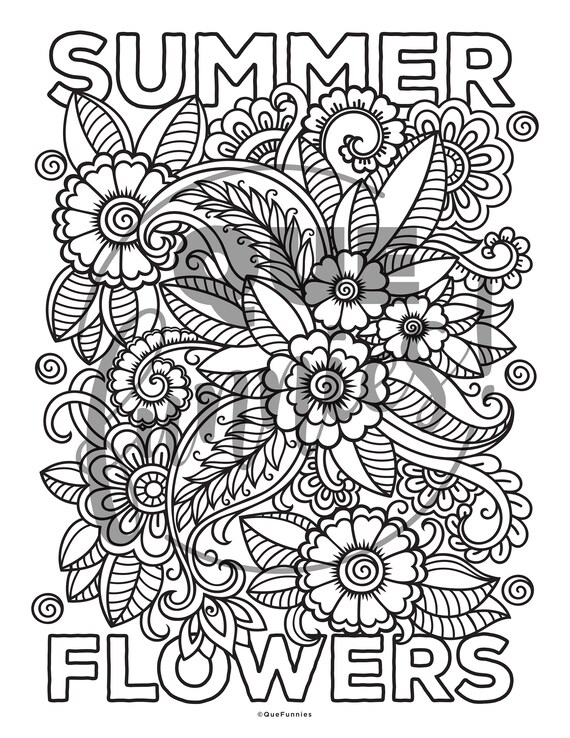 Summer flowers coloring page insta digital download kids coloring sheets printable coloring for kids