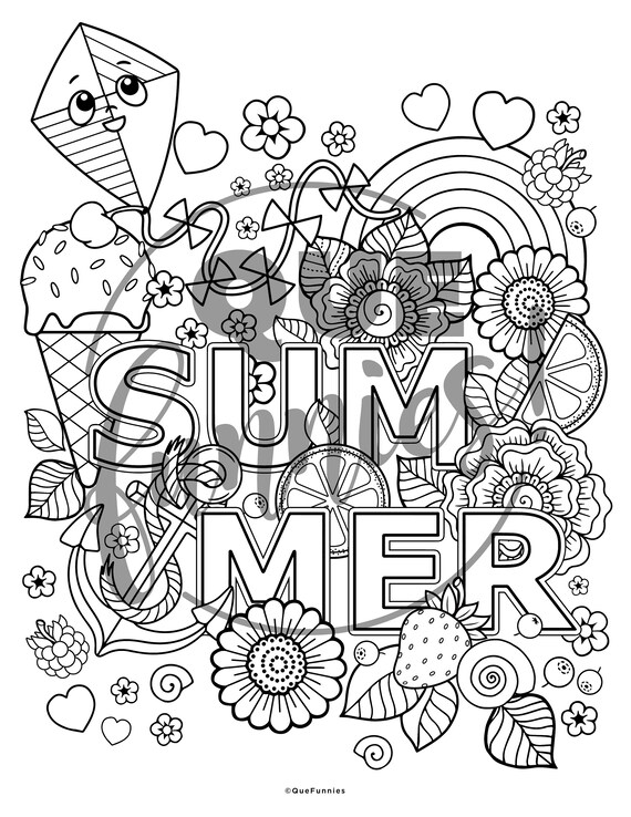 Summer fun coloring page insta digital download kids coloring sheets printable coloring for kids