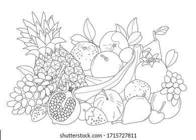 Fruit coloring page stock photos