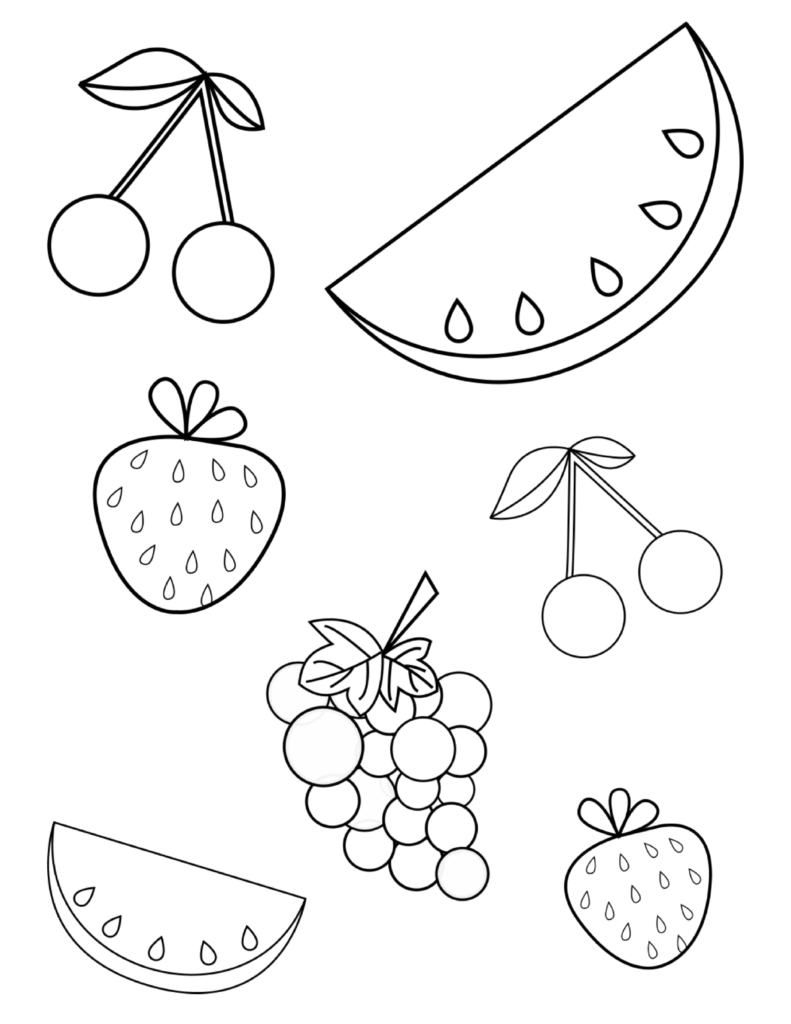 Free summer fruits coloring page pdf for toddlers preschoolers fruit coloring pages preschool coloring pages summer coloring pages